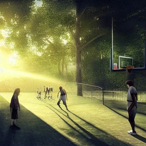 08543-2037139136-people standing near the basketball court, near the alley, nature, trees, the evening warm sun,  crepuscular rays, leonardo da v.webp